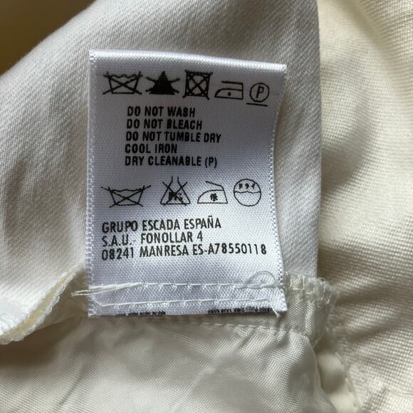 ESCADA Cotton Silk Straight Leg Ankle Pants Size 42 Cream Luxe - Picture 8 of 8